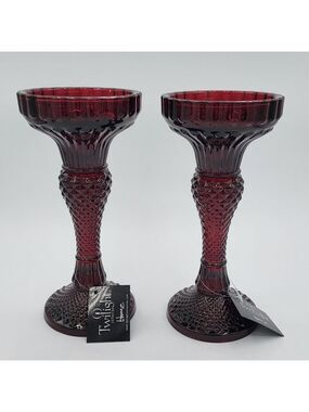 Glass Pillar Candle Holders Pair NWT #2790